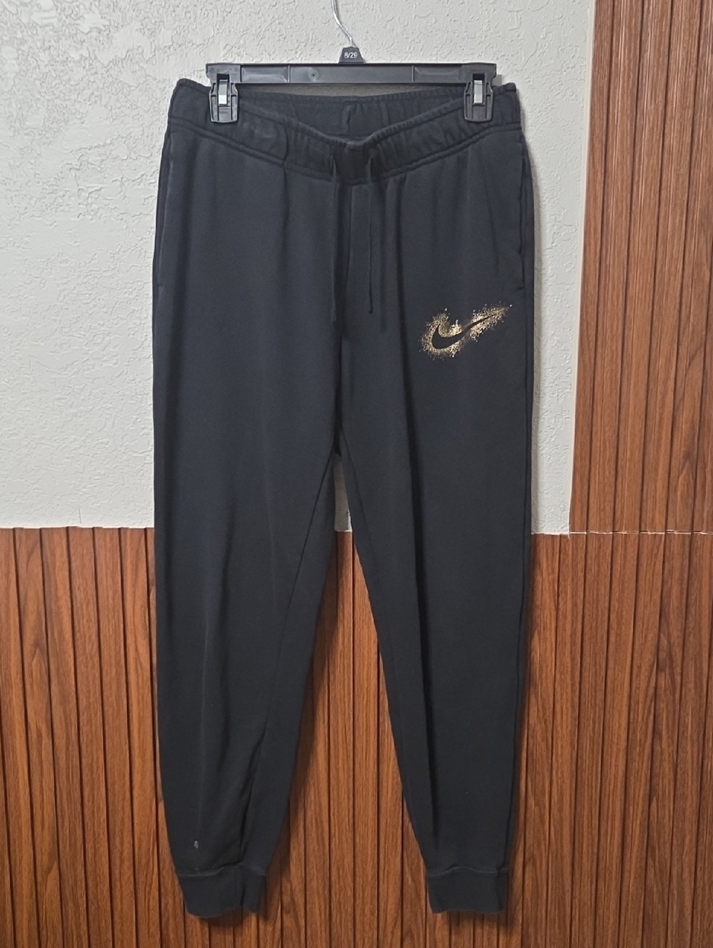 Nike Black Joggers with Gold Swoosh Detail Small Sz[1922]